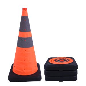 28Inch Collapsible Traffic Cone with Heavy Base; Foldable storage;