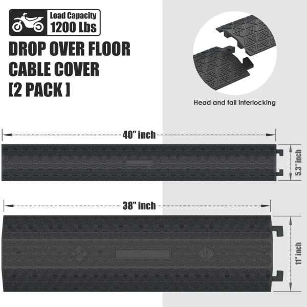 Drop Over Floor Cable Cover Product dimensions; 2 sizes； Head and tail interlocking; load Capacity 1200 Lbs;