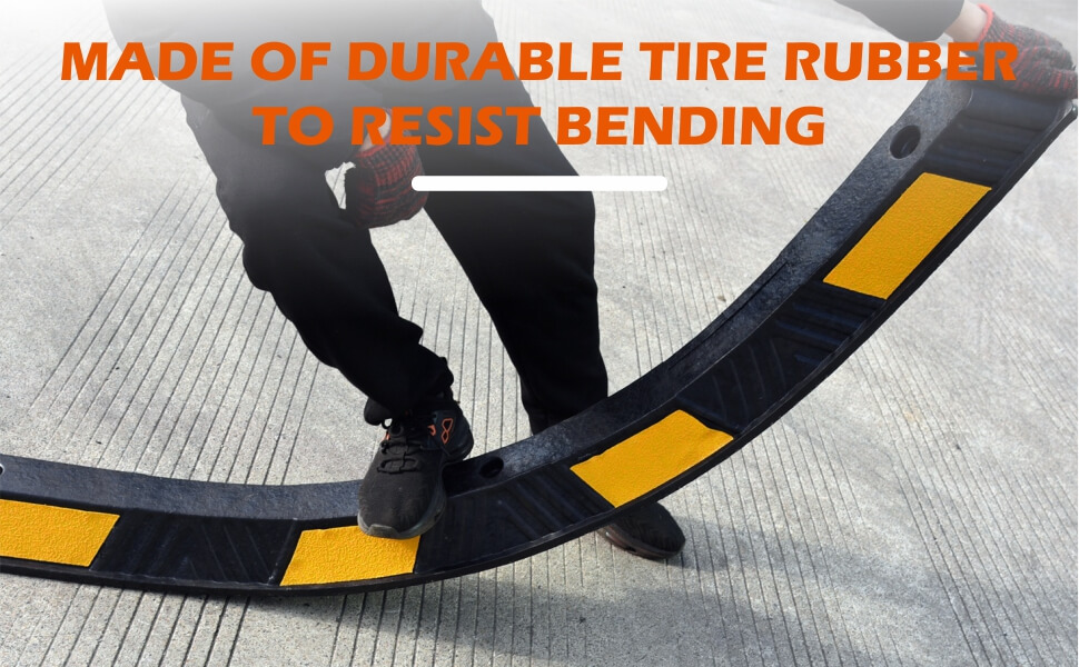 Flexible material, very friendly to wheels and ground. Even if crushed by heavy trucks, it can quickly restore its original shape. made of durable rubber tore SST bending.