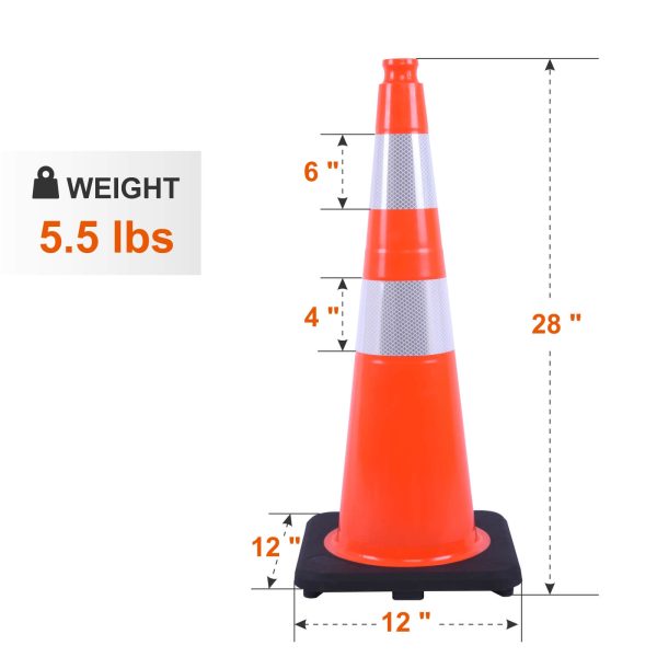 Flexible Black Base PVC Traffic Cone Product dimensions： Height-28Inch; Color-Orange;