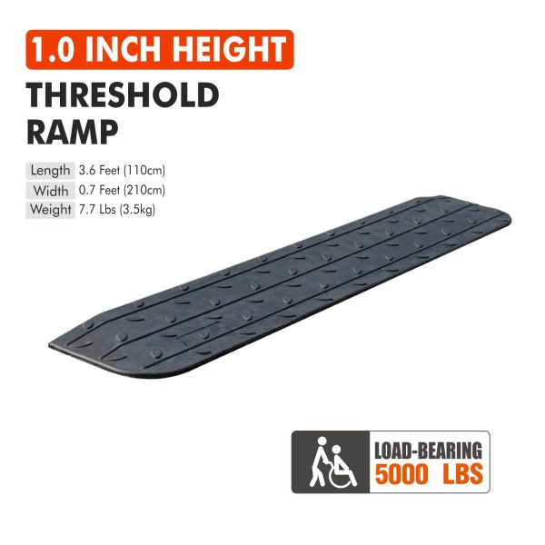 Wheel Chair Threshold Ramp： 1.0 INCH HEIGHT Product dimensions LOAD-BEARING 5000 LBS