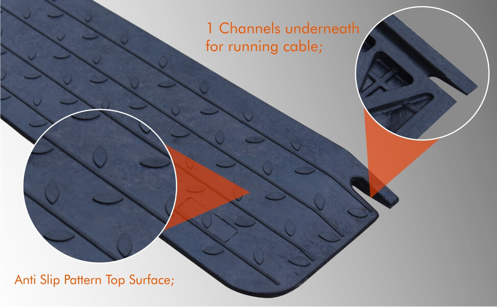 1 Channels underneath for running cable; Anti Slip Pattern Top Surface;