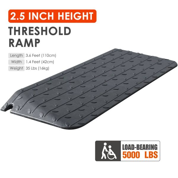 Wheel Chair Threshold Ramp： 2.5 INCH HEIGHT Product dimensions LOAD-BEARING 5000 LBS