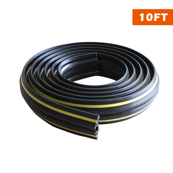 10Ft Cable Duct 1Inch Channel： Made of Flexible Rubber ; Yellow Stripe increase Visibility; 1 Top Channel for loding cable easilt; Durable rubber construction supports up to 5000 lbs;