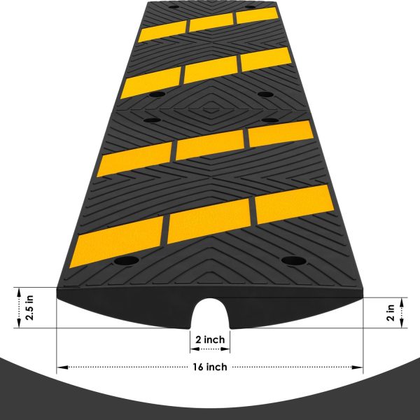 Curbside Bridge Ramps with Yellow Strines Product dimensions.