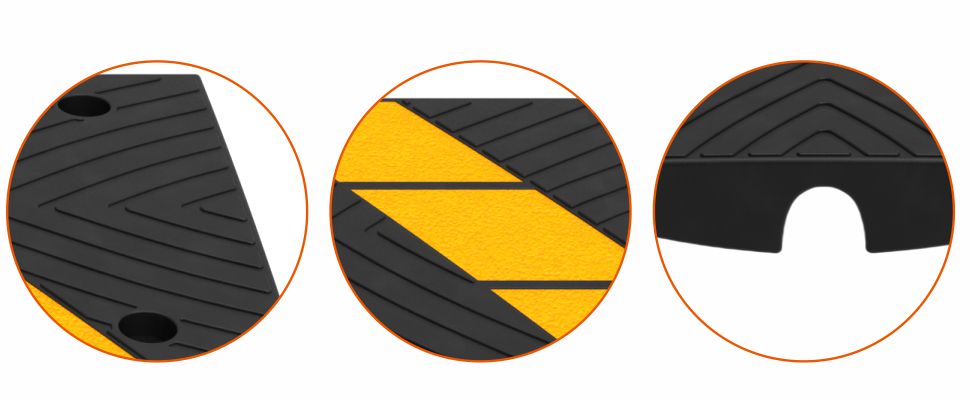 2 large yellow reflective strips increase visibility; 1 channel for wiring to protect it from damage; High traction texture surface design to increase friction and prevent.