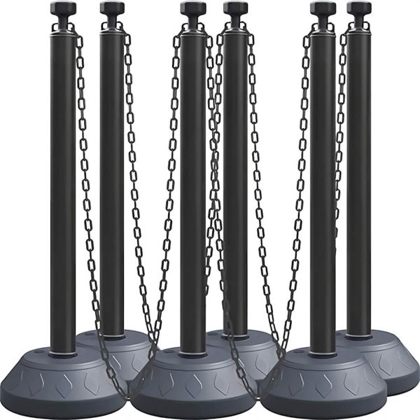 Black Chain Stanchion with Water Filled Base,6 Sets