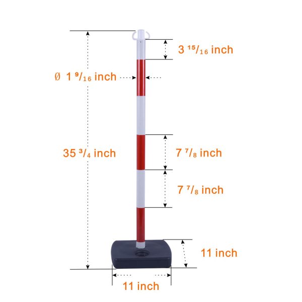 Traffic Chain Stanchion 4Sets Product Dimensions.